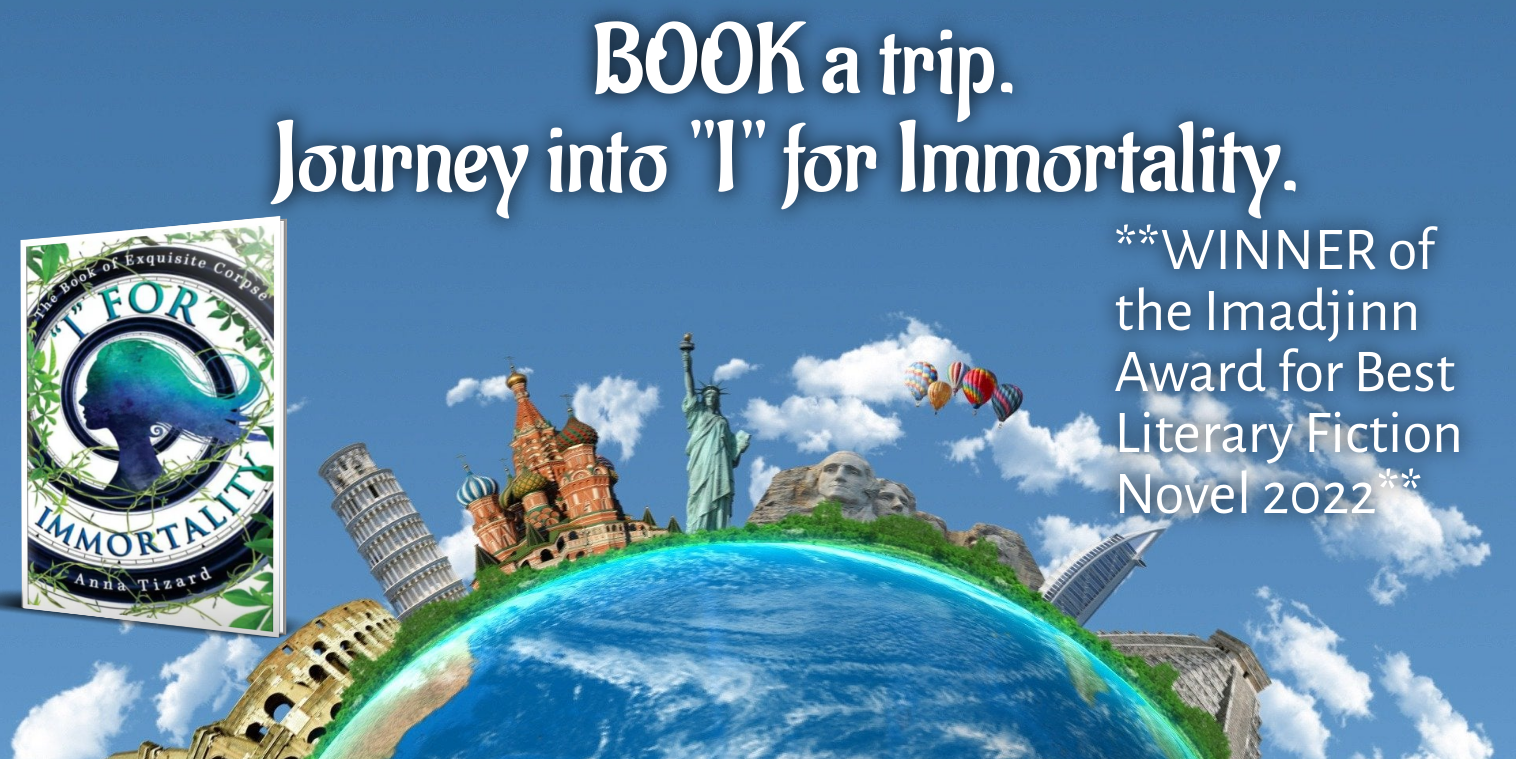 The Book Travel Challenge featuring Anna Tizard's book, I for Immortality.